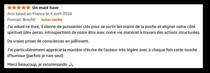 Avis Amazon cinq étoiles Un must have avec achat vérifié pour Le développement personnel ne paie pas les factures de Thierry Zouaz